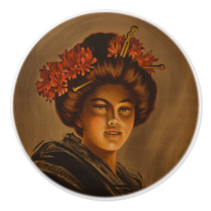 Bouton De Porte En Céramique Karama : Actrice japonaise Romance Geisha