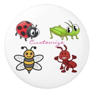 Bouton De Porte En Céramique Kawaii Insectes Thunder_Cove