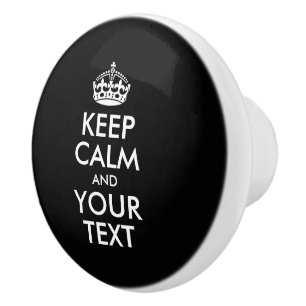 Bouton De Porte En Céramique KEEP CALM personnalisé et VOTRE TEXTE - mots blanc