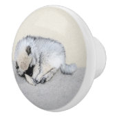 Bouton De Porte En Céramique Keeshond Sleeping Puppy Peinture Chien Art origina (Droite)