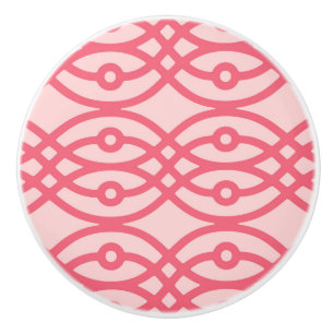 Bouton De Porte En Céramique Kimono imprimé, corail rose profond