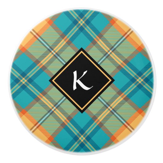 Bouton De Porte En Céramique Kingfisher Tartan Ceramic Knob (Devant)