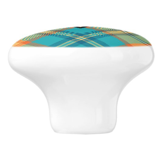 Bouton De Porte En Céramique Kingfisher Tartan Ceramic Knob (Côté)