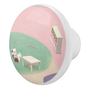 Bouton De Porte En Céramique Kitten détente dans le salon