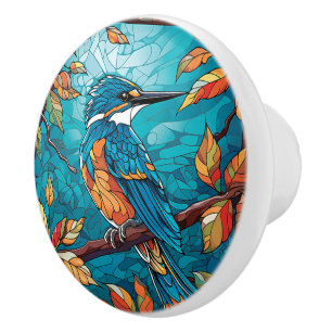 Bouton De Porte En Céramique Knob en céramique Kingfisher d'automne