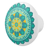 Bouton De Porte En Céramique Knob Mandala turquoise et orange (Droite)