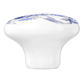 Bouton De Porte En Céramique Koi bleu et blanc (Côté)