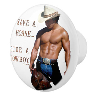 Bouton De Porte En Céramique La casquette de cowboy en paille de SlipperyJoe's 