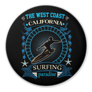 Bouton De Porte En Céramique La côte ouest de la Californie Surf