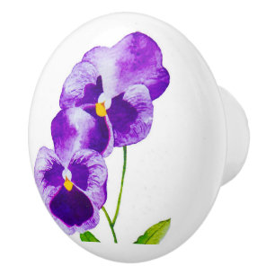 Bouton De Porte En Céramique "La fête du Pansy" sur un Knob en céramique (II)