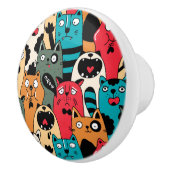 Bouton De Porte En Céramique La foule de chats (Droite)