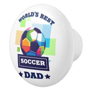 Bouton De Porte En Céramique La meilleure Fête des pères de papa de football au