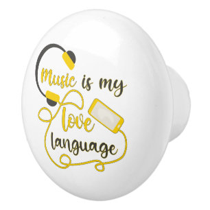 Bouton De Porte En Céramique La musique est ma langue d'amour phrase romantique