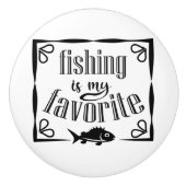 Bouton De Porte En Céramique La pêche est ma citation préférée (Devant)