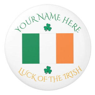 Bouton De Porte En Céramique La Saint-Patrick Drapeau de l'Irlande Nom personna