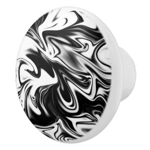 Bouton De Porte En Céramique "La spirale cosmique : l'élégance noire et Marbre