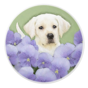 Bouton De Porte En Céramique Labrador Retriever Puppy Painting Original Chien A