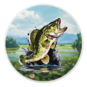 Bouton De Porte En Céramique Lac pour les amateurs de pêche cool (Devant)