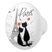Bouton De Porte En Céramique L'amour des chats à Paris (Droite)