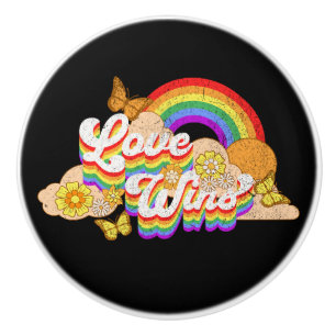 Bouton De Porte En Céramique L'amour gagne la conception du texte