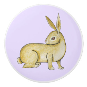 Bouton De Porte En Céramique Lapin Brown sur bracelet en céramique Lavender