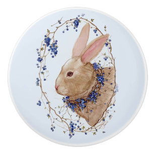 Bouton De Porte En Céramique Lapin dans le bouton en céramique rond de
