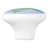 Bouton De Porte En Céramique Lapin lapin Whimsical Folk Rustique Nursery Blue (Côté)