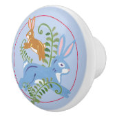 Bouton De Porte En Céramique Lapin lapin Whimsical Folk Rustique Nursery Blue (Droite)