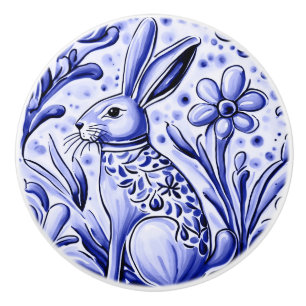Bouton De Porte En Céramique Lapin Lièvre Lapin Lapin Folk Art animal