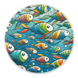 Bouton De Porte En Céramique L'art coloré du poisson sous-marin