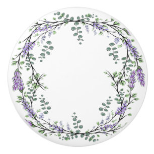 Bouton De Porte En Céramique Lavande et Eucalyptus