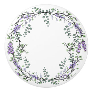 Bouton De Porte En Céramique Lavande et Eucalyptus