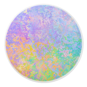 Bouton De Porte En Céramique Lavender Sunrise Pastel Neon Encre d'alcool Abstra