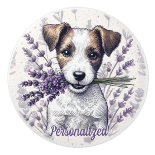 Bouton De Porte En Céramique Lavender Terrier Love