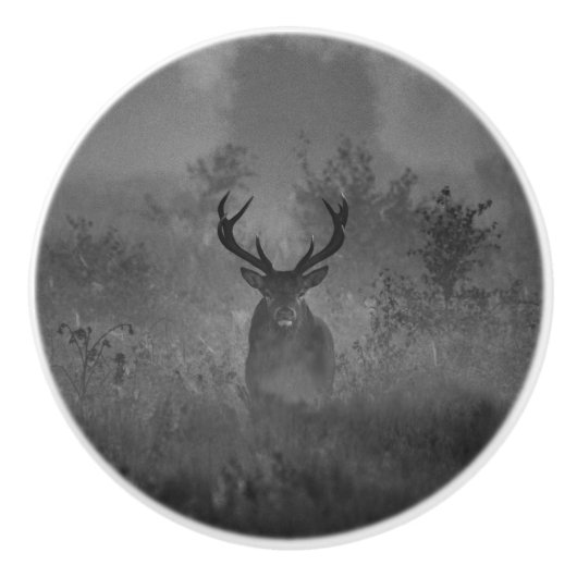 Bouton De Porte En Céramique Le Cerf Dans La Mist (Devant)