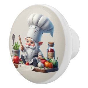 Bouton De Porte En Céramique Le chef cool gnome amoureux