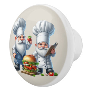 Bouton De Porte En Céramique Le chef cool gnome amoureux