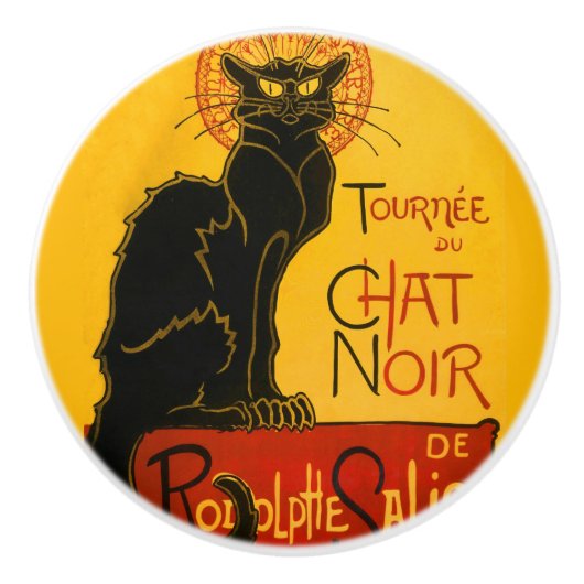 Bouton De Porte En Céramique Le Conversation Noir Le Chat Noir (Devant)