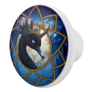 Bouton De Porte En Céramique Le Cygne qui garde la Lune.