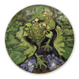 Bouton De Porte En Céramique Le feuillage forestier Dragon~
