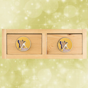 Bouton De Porte En Céramique Le papillon vintage s'envole les cheveux blonds