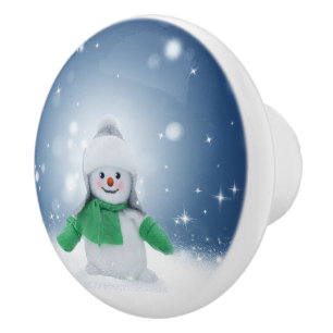 Bouton De Porte En Céramique Le personnage de bonhomme de neige de Noël adorabl