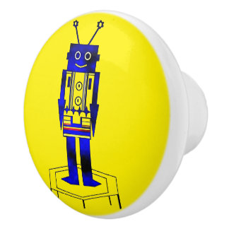 Bouton De Porte En Céramique "Le Robot"