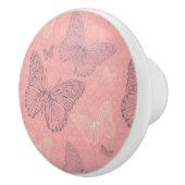 Bouton De Porte En Céramique Le rose de papillon (Droite)