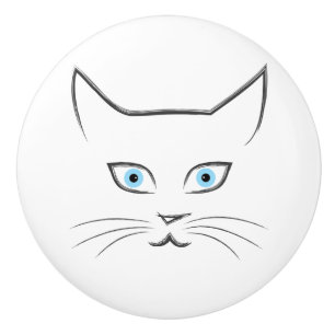 Bouton De Porte En Céramique Le visage de Chat