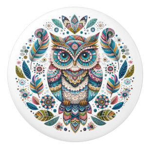 Bouton De Porte En Céramique L'Élégant Knob en céramique de hibou