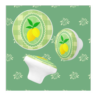 Bouton De Porte En Céramique Lémon jaune rétro vert printemps