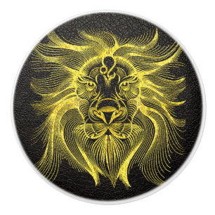 Bouton De Porte En Céramique Leo Gold sur le cuir