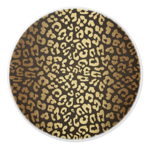 Bouton De Porte En Céramique Leopard Cheetah Peau animale Imprimer Glam Or mode