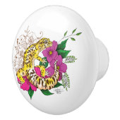 Bouton De Porte En Céramique Léopard jaune Gecko Vert (Droite)